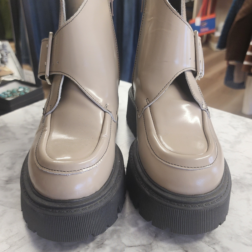 Maeve Cream/Taupe Combat Boots - Picture 2 of 6